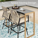 PHI VILLA Outdoor Bar Table for 2-4 Person - 55" W x 40" H Bar Height Patio Bistro Table with Stone Texture Top & Adjustable Non-Scratch Feet for Garden, Backyard, Poolside, Balcony, Patio Dining by CozyNest Decor