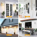 VIANIS White Motion Sensor Exterior Wall Light Lantern, Modern Dusk to Dawn Outdoor Porch Light Fixtures Wall Mount, Waterproof Outdoor Wall Sconce for Garage Entrance with Tempered Water-Ripple Glass by GreenHaven Gardens