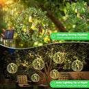 Joomer Solar Lights Outdoor, 2 Pack 12in 120 LED Solar Hanging Light Balls Outdoor, 8 Modes Waterproof Foldable Metal Sphere Light with Hook for Outside Hanging - Warm White(Ball with Green Leaf+Bird) by GreenHaven Gardens