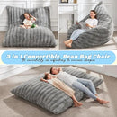 Hobestluk 3 in 1 Bean Bag Chair Giant Bean Bag Chairs for Adults with Ripple Cover Convertible Bean Bag Floor Cushion with Machine Washable Cover for Living Room (Ripple Grey) by CozyNest Decor
