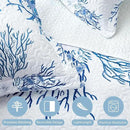 Coastal Bedding Queen Size Coastal Quilt with 2 Shams, Nautical Beach Comforter Sets Ocean Bedspreads Blue Starfish Coverlet Summer Bedding, 90''x96'' by CozyNest Decor