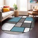Rugshop Contemporary Modern Boxes for Home Office,Living Room,Bedroom,Kitchen Non Shedding Oval Area Rug 5' x 7' Blue by TinyTreasures Baby Boutique