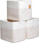NaturalCozy 13x15x13 Kallax Storage Cubes Bins, 3 Pack | Cotton Rope Cube Storage Bin Woven Baskets for Organizing | Kallax Insert Storage Baskets for Shelves Organizer, Kids Toy, Closet Baby Nursery by TinyTreasures Baby Boutique