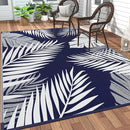 GENIMO Outdoor Rug 10' x 14' Waterproof for Patios Clearance, Reversible Outdoor Plastic Straw Camping Rug Carpet, Large Area Rugs Mats for RV, Camper, Deck, Balcony, Porch, Beach, Navy Blue&White by CozyNest Decor