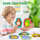 9 Pieces Kids Lacing Cards, Double Sided Sewing Cards in 9 Wild Animals with 9 Colorful Laces, Imagination Development Lacing Toys Games for Children Educational and Learning Activity by TinyTreasures Baby Boutique