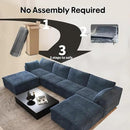 157.5" U Shaped Modern Sofa Modular Sectional Cloud Couch with 2 Ottoman,Deep Seat Upholstered Couches with Corduroy Fabric for Living Room Furniture,Bedroom and Apartment,No Assembly Required,Blue by CozyNest Decor