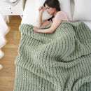 Battilo Chunky Knit Throw Blanket, Soft and Thick Chenille Throw Blanket, 50"x60" Handmade Cable Knit Crochet Blanket, Large Rope Knot Throw Blankets for Couch Sofa Bed Home Decor, Light Green by CozyNest Decor