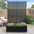 Casaphoria Metal Raised Garden Bed with Trellis and Wheels, 72"x47"x16" Planter Box for Climbing Plants, Vegetables & Vines, Features Drainage Holes and Privacy Screen, Black(Parallel&Louvered) by GreenHaven Gardens