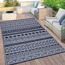 GAOMON Outdoor Rugs Patio Camping Waterproof Rug 6'x9' Plastic Straw Patio Rug Portable for Campers, Outside RVs Mat for Patios Clearance, Backyard Porch, Balcony, Dark Blue/White(Bohemia) by CozyNest Decor