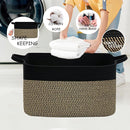 COMFY-HOMI Large Rectangular Blanket, Cotton Rope Woven for Storage, LaundryHamper, Storage,Toy Organizing Bin with Handle, Organizer and Storage-22x15x12-Black/Jute by TinyTreasures Baby Boutique