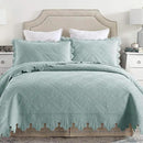 MarCielo 3-Piece 100% Cotton Oversized Bedspread Lightweight Quilt Coverlet Embroidery Farmhouse Bedding Set (Tk Aqua Green, Oversized Queen (100"x106")) by CozyNest Decor