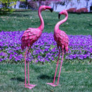 YOUKI Metal Yard Art Flamingo Decor Pink Flamingos for Yard Garden Statues Red Flamingo Yard Art Outdoor Sculptures for Outside Home Patio Lawn Ornaments Backyard Decor, Set of 2 by CozyNest Decor