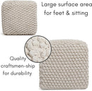 BIRDROCK HOME Bud Pouf Foot Stool Ottoman - Knit Bean Bag Floor Chair - Cotton Braided Cord - Great for The Living Room, Bedroom and Kids Room - Small Furniture by CozyNest Decor