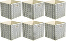 Amazon Basics Collapsible Cube Storage Organizer Bins, 6-Pack, 10.5 x 10.5 x 11 inches, Chevron Grey by CozyNest Decor