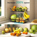 3 Tier Fruit Basket for Kitchen Counter with 2 Mobile Banana Hangers, 2025 Pro Detachable Metal Fruit Bowl with Wooden Handle, Fruit Holder for Bread Snack Veggies, Brown by CozyNest Decor