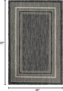 Unique Loom Outdoor Border Collection Area Rug - Soft Border (2' x 3' 1" Rectangle, Black/ Ivory) by GreenHaven Gardens