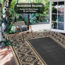 Outdoor Rug 9x12 Patio Waterproof Mat Camping Carpet Outside Area Rug Reversible Brown Rugs for RV Deck Entryance Porch Picnic Balcony Beach by GreenHaven Gardens