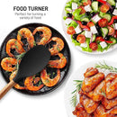 Zulay Kitchen Non-Stick Cooking Utensils Set with Authentic Acacia Wood Handles – 5-Piece Durable & Stylish Silicone Kitchen Utensils Set – Heat Resistant to 464°F – Black by CozyNest Decor