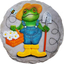 Spoontiques - Garden Décor - Frog Farmer Stepping Stone - Decorative Stone for Garden by GreenHaven Gardens