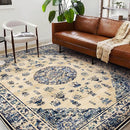 Washable Area Rug 9'x12' Retro Boho Design Non-Shedding Easy Care Ideal for High Traffic Areas in Living Room Bedroom Office Coffee Table Kitchen Large Carpet by TinyTreasures Baby Boutique