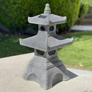 Galt International 2 Tier Pagoda Garden Statue LED Solar Powered Light 26" Tall Outdoor Zen Garden Lantern Landscape Lawn Asian Pagoda Stupa Decor Grey Resin by CozyNest Decor