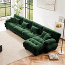 Modular Sectional Sofa, Comfy Cloud Couch 4 Seater Couch with Ottoman, Sectional Couches for Living Room, Modern Chenille L Shaped Couches, Sleeper Deep Seat Sofa with Throw Pillows, Green by CozyNest Decor