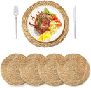Defined Deco Woven Placemats Set of 4,13" Round Rattan Placemats,Natural Hand-Woven Water Hyacinth Placemats,Farmhouse Weave Place Mats,Rustic Braided Wicker Table Mats for Dining Table,Home,Wedding. by CozyNest Decor
