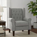 Lumibee High Back Accent Chair,Upholstered Wingback Armchair with Solid Wood Legs for Small Spaces,Comfy Single Sofa Chair for Living Room,Bedroom,Office-Light Gray by CozyNest Decor
