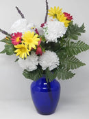 Floral Supply Online - 8" Rose Vase and Flower Guide Booklet - Decorative Glass Flower Vase for Floral Arrangements, Weddings, Home Decor or Office. (Cobalt) by CozyNest Decor