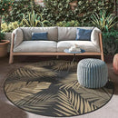 GENIMO Outdoor Rug 8' Round Waterproof for Patios Clearance, Reversible Outdoor Plastic Straw Camping Rug Carpet, Large Area Rugs Mats for RV, Camper, Deck, Balcony, Porch, Beach, Picnic, Black&Brown by CozyNest Decor