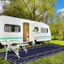 GENIMO 9 ' x 18 ' Outdoor Rug Waterproof for Patio Decor, Foldable Reversible Plastic Straw Area Rugs Mat for Camper, Outside Carpet for Rv, Deck, Porch, Picnic, Beach, Balcony, Blue & Grey by CozyNest Decor