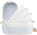 NaturalCozy 5-Piece Rectangle Storage Basket Set- Natural Cotton Rope Woven Baskets for Organizing! Small Basket for Montessori, Baby Nursery, Dog Toy Baskets, Cat Toy Box, Bathroom Organization Bin by TinyTreasures Baby Boutique