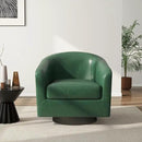 Swivel Barrel Accent Chair, Modern Round Faux Leather Arm Chair for Living Room, Bedroom, Comfy Club Reading Chairs for Adults(Faux Leather, Green, Set of 2) by CozyNest Decor