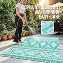 OLANLY Outdoor Rug Waterproof 4x6 ft, Reversible Outdoor Plastic Straw Rug, Boho Patio Rug, Indoor Outdoor Carpet, RV Mat Outside for Patio, Camp, Picnic, Balcony, Deck, Backyard, Turquoise & White by GreenHaven Gardens