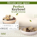 Travertine Decorative Bowl - 7.8” Diameter & 2” Height - Key Bowl for Entryway Table - Organic Modern Centerpiece - White/Gray by CozyNest Decor