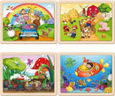 SYNARRY Large Animals Wooden Puzzles for Kids 4 in 1 Gift Box(12.2 * 9.4 in) - FSC Certified, Jigsaw Puzzles for Toddlers 3-5, Puzzles for Kids Ages 4-6, Wood Toys Gifts for 3 4 5 Year Old Boys Girls by TinyTreasures Baby Boutique