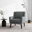 UIXE Accent Chair, Fabric Upholstered Armchair for Living Room, Comfy Arm Chair Single Sofa Bedroom Side Reading Seat - Flax Gray by CozyNest Decor