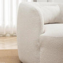 KINWELL 34" Wide Boucle Swivel Barrel Chairs Set of 2, No Assembly Round Upholstered Armchairs Accent Chairs Single Sofa Chair with Toss Pillow for Living Room and Bedroom, Beige by CozyNest Decor
