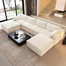 157.5" U Shaped Modern Sofa Modular Sectional Cloud Couch with 2 Ottoman,Deep Seat Upholstered Couches with Corduroy Fabric for Living Room Furniture,Bedroom and Apartment,No Assembly Required,White by CozyNest Decor