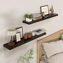 Axeman Floating Shelves for Wall - 40''W x 8'' D Rustic Solid Elm Wood Shelves for Storage, Wall Mounted Display Shelving with Invisible Heavy-Duty Metal Bracket (Walnut, 2PCs) by CozyNest Decor
