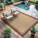CAMILSON Outdoor Rug 5x7 Bordered Natural Brown Modern Area Rugs for Indoor and Outdoor Patios, Kitchen and Hallway Mats, Washable Porch Deck Outside Carpet (Border Jute, 5 x 7) by CozyNest Decor