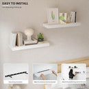 Floating Wood Shelves for Wall 16 Inches x 8”x 1.4” Shelf Floating Home Decor, Heavy Duty Shelf Hold 35 lbs, Wall Shelves for Bathroom Living Room Kitchen Bedroom Office - Set of 2 White by CozyNest Decor