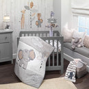 Lambs & Ivy Jungle Safari Elephant 3-Piece Mini Crib Bedding Set - Gray/White by TinyTreasures Baby Boutique