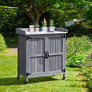 Yaheetech Garden Potting Bench Table, Outdoor Garden Horticultural Wooden Storage Cabinet & Solid Wood Planting Work Bench with Large Space Storage & Metal-Plated Tabletop, Gray by GreenHaven Gardens