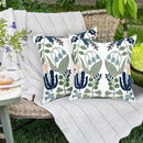 Alysheer Summer Floral Embroidered Decorative Throw Pillow Covers 18"x 18" Set of 2, Farmhouse Navy Blue Flowers Green Leaves Tufted Patterned Cotton Cushion Cases for Couch Bed Living Room Decor by CozyNest Decor