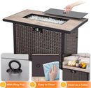 Nuu Garden Propane Fire Pit Table, CSA Certified 43 Inch 50,000 BTU Outdoor Propane Gas Fire Pit Table, Propnae Fire Pit with Ceramic Tabletop, Oxford Cover, 7 lbs Glass Stone, Dark Brown and Coffee by GreenHaven Gardens
