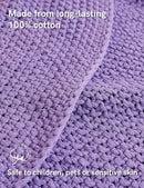 YnM Chunky Cotton Knit Throw Blanket, Cable Knit Throws for Bed Couch Sofa, Comfy & Relaxing, Decorative Piece for Farmhouse Modern Boho Rustic Scandinavian Chic Vibe, Lilac Purple 50x60 Inches by CozyNest Decor