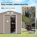 Outsunny 9' x 6' Outdoor Storage Shed, Garden Tool Metal Shed with Foundation Kit, Double Lockable Door, Air Vents and Sloping Roof, for Backyard, Patio, Lawn, Light Brown by GreenHaven Gardens