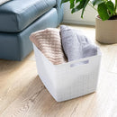 Curver Set of 4 Jute Large Decorative Plastic Organization and Storage Baskets, Perfect Bins for Home Office, Closet Shelves, Kitchen Pantry and All Bedroom Essentials, White by TinyTreasures Baby Boutique