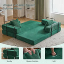 Convertible Sleeper Sofa Bed, Compression Folding Sofa with Pillow, No Assembly Required, Shape Frame, Floor Sofas Lounge Couch for Living Room, Bedroom, Small Spaces(Corduroy, 77''W, Dark Green) by CozyNest Decor